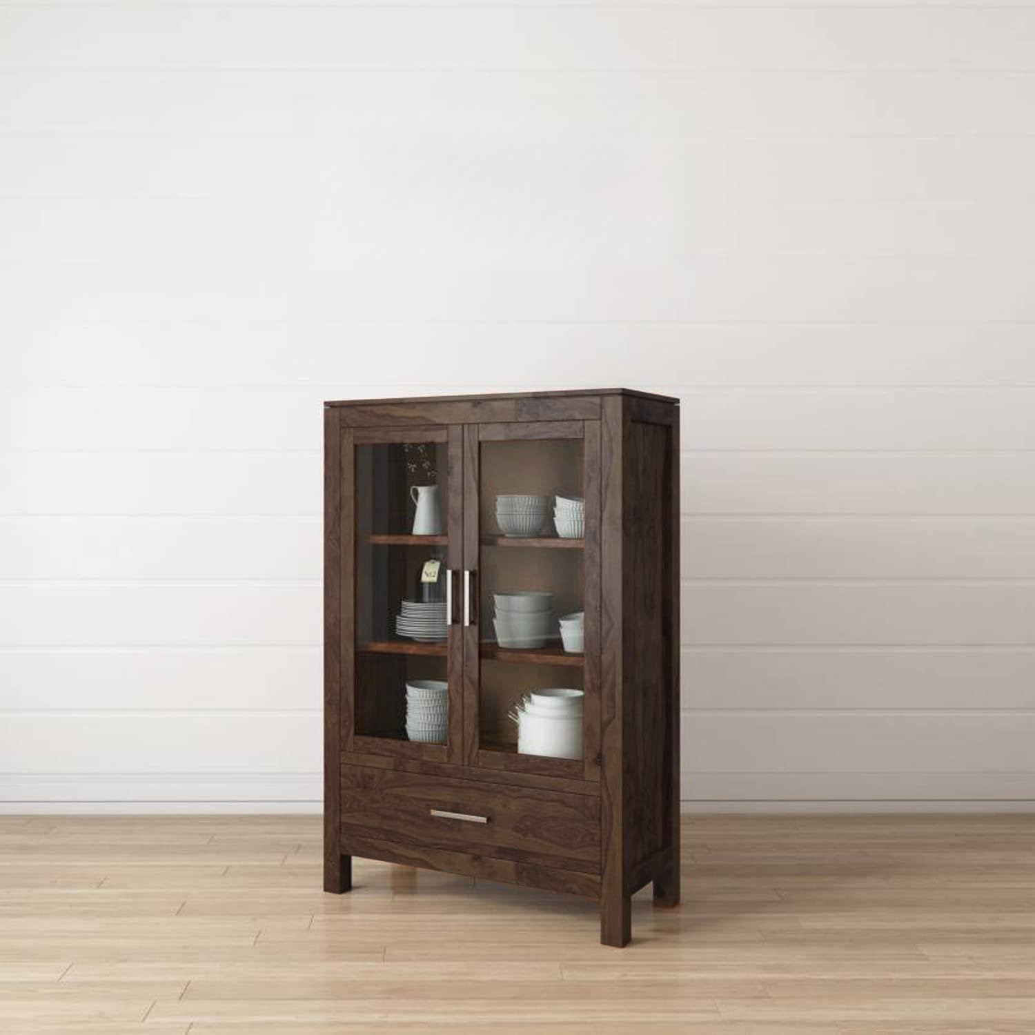 The Attic Hepburn Kitchen Cabinet Multipurpose Cabinet for Bedroom Living Room Study bar|Solid Wood Bookshelf/Kitchen Cabinet|Walnut Matte Finish-image-14