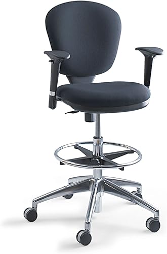 Vista 4 de Safco Metro - Silla de oficina ergonómica, altura extendida, ajustable con base giratoria, acolchada, color negro