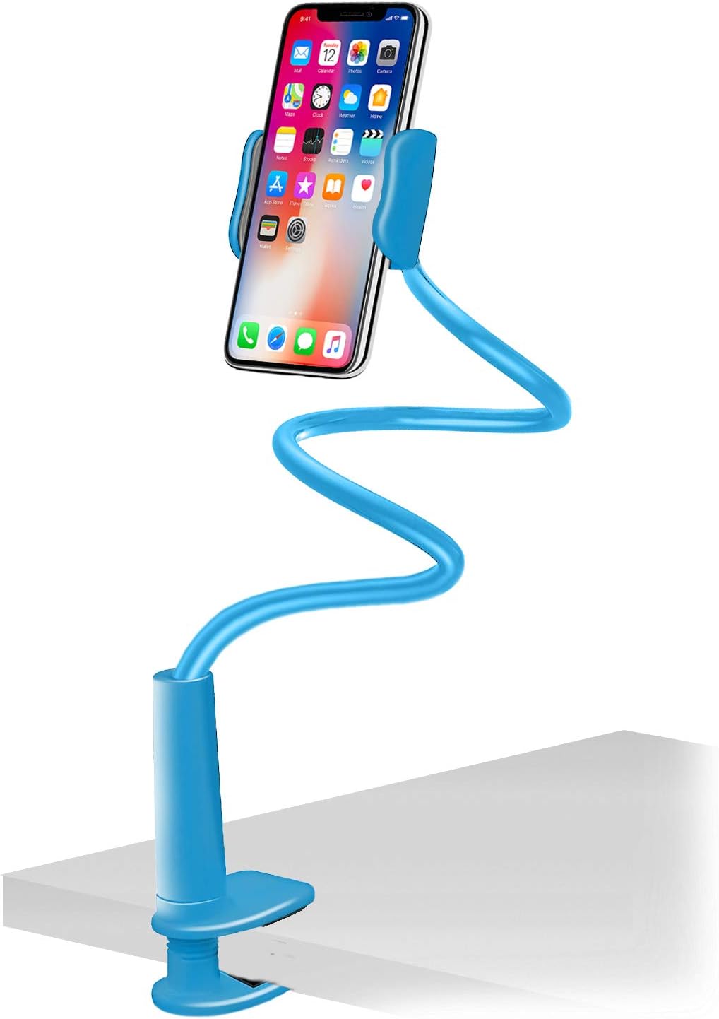 Aduro Phone Holder for Desk Gooseneck Bed Mount Cell Phone Stand Clamp with Adjustable Arm Compatible with All iPhone Galaxy Blue image