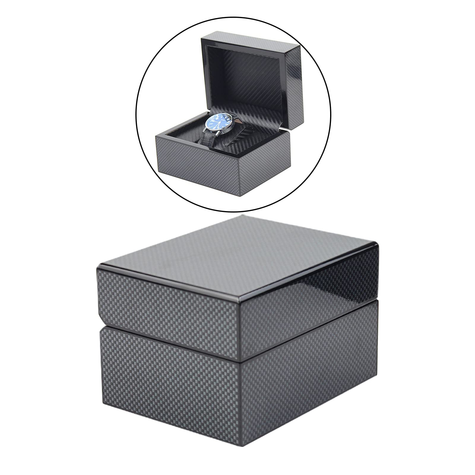 Uhrenetui, Aufbewahrungsbox, Uhrenbox, Uhrengeschenkbox, Aufbewahrungsbox für einzelne Uhren – Uhrendisplaybox aus Kohlefaser, Organizer für einzelne Armbänder – Uhrenetu