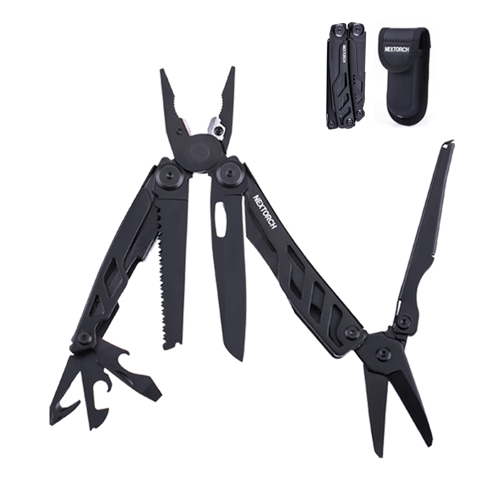 Outil multifonction NEXTORCH MT10 16-en-1, , pince multifonctions en acier inoxydable avec couteau de poche 50Cr15MoV, grands ciseaux, outil EDC pour le camping et les activités de plein air