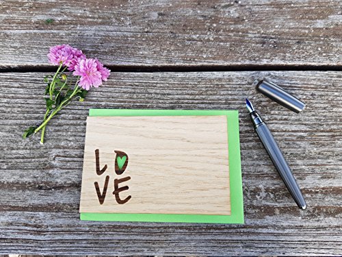 Legno biglietto d' auguri - Love - 100% Handmade
