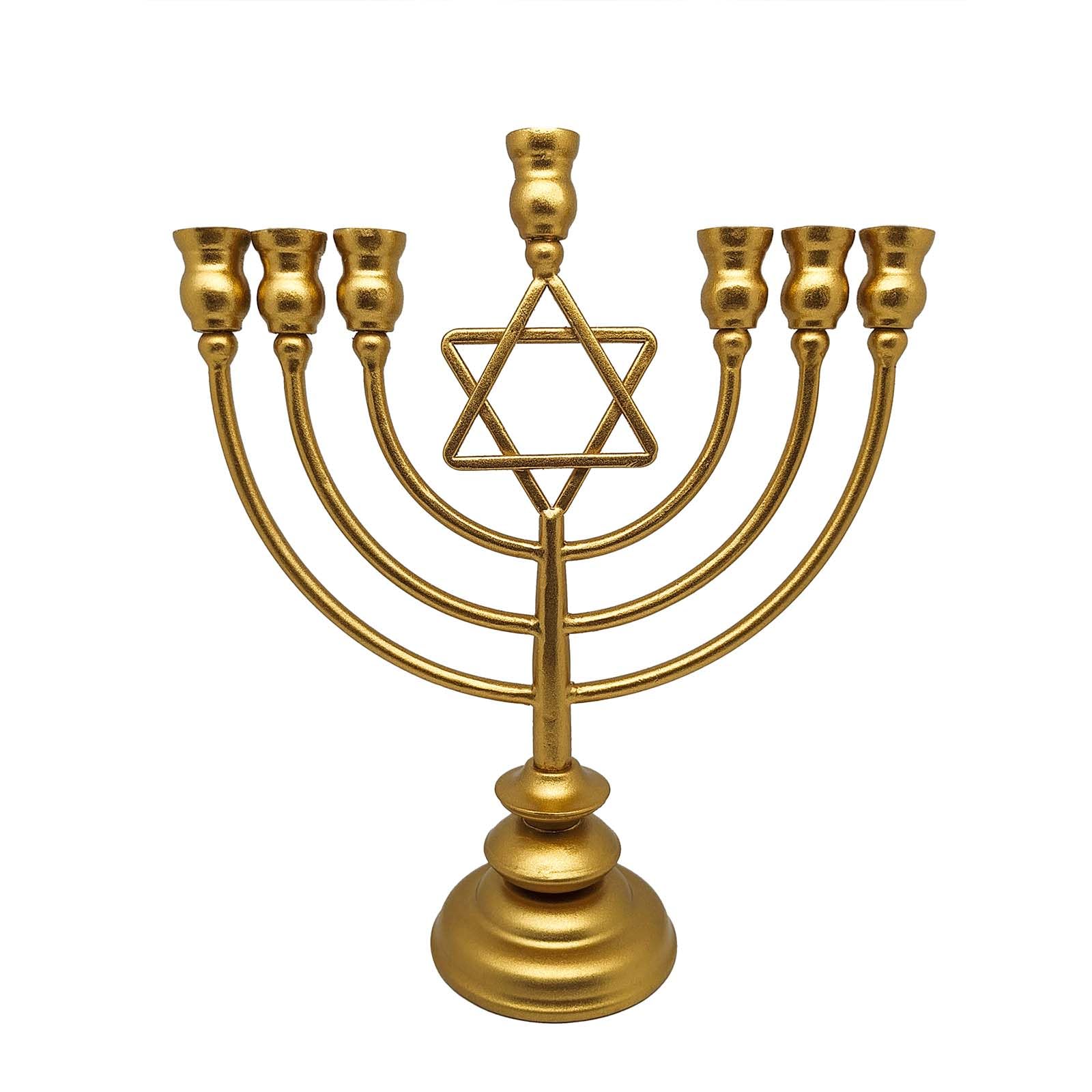 GAKA Hanukkah Menorah，Menorah 7 Branch Candle Holder, Fits Most Standard Hanukkah Candles,Rustic Gold Finish