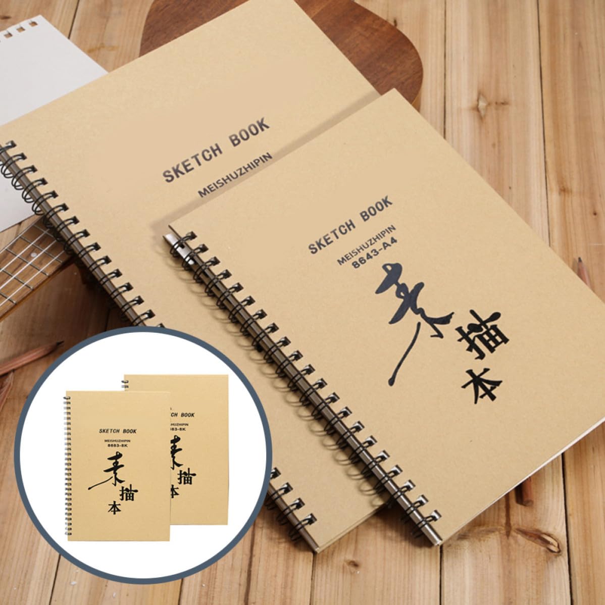 2pièces Cahier à Dessin Art Papier Sketch Book pour Étudiants Créatif et Pratique