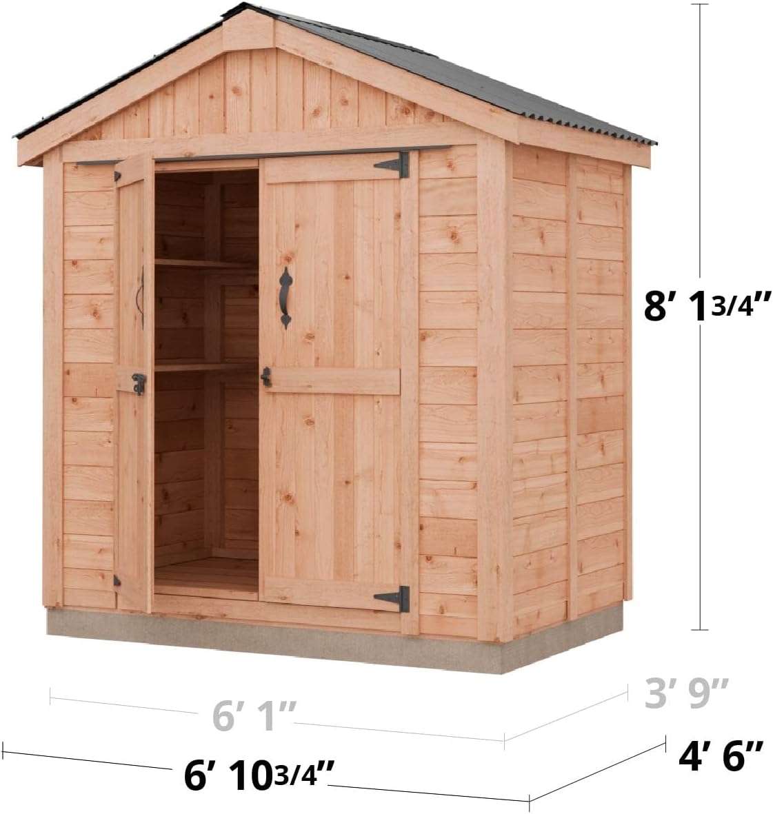 Outdoor Living Today 6x4 Western Red Cedar Space Master Shed with Double Door and Metal Roof
