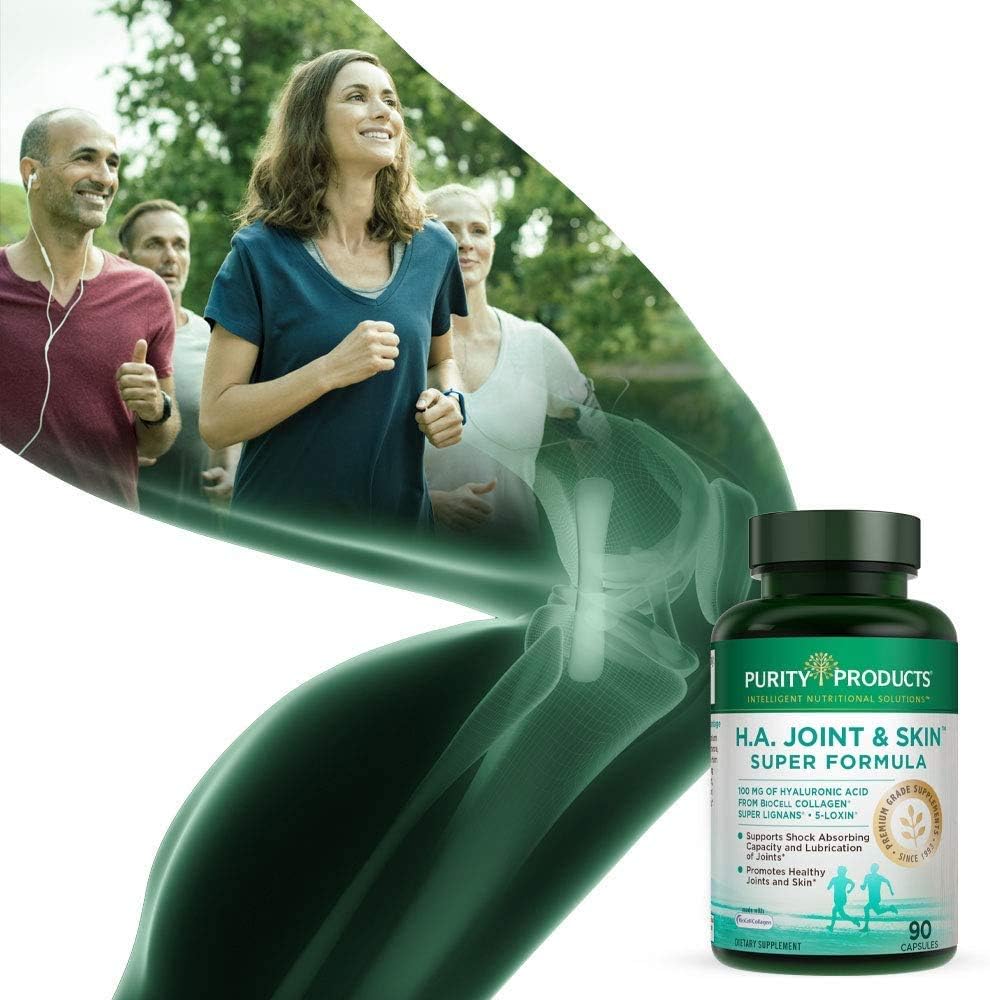Purity Products H.A. Joint and Skin Super Formula Biocell Collagen w/Hyaluronic Acid Supports Healthy Joint Flexibility, Healthy Synovial Fluid, and Joint Lubrication - 5-Loxin - 90 Capsules (1)