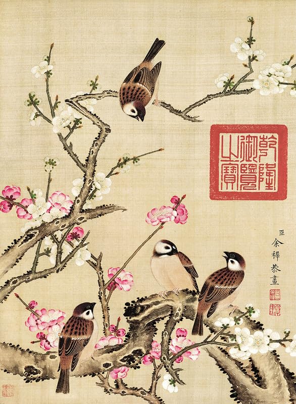 Bristlegrass 1000 Piece Jigsaw Puzzle -Chinese Qing Dynasty Old Master Yu Zhi Masterpieces of Art Plum Blossom and Sparrow - Great for Relaxation and Display for Puzzle Enthusiasts（1000pcs） — image 1