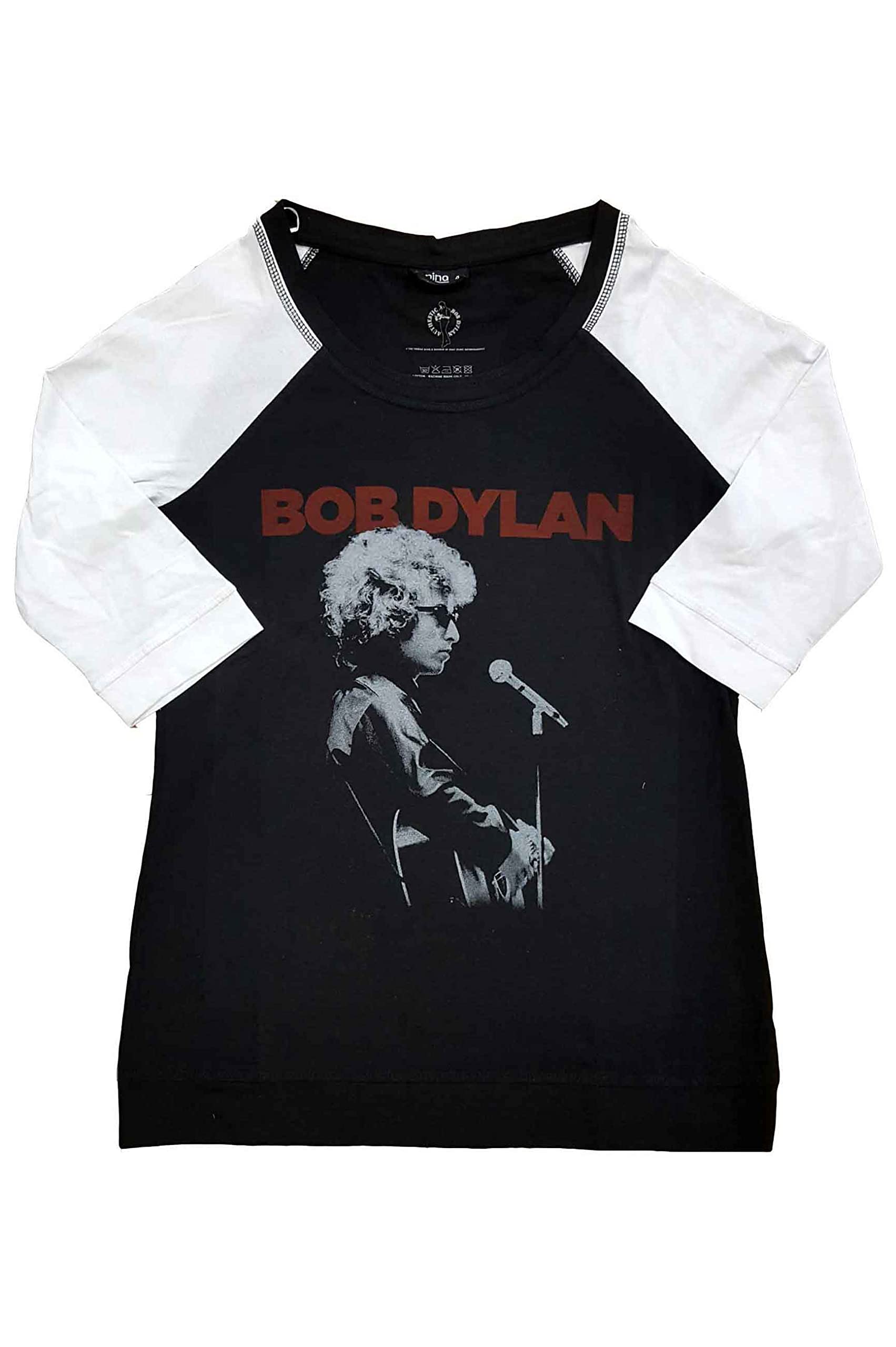 Rock Off Bob Dylan T Shirt Sound Check Logo Nuovo Ufficiale Uomo Nero Raglan 3/4 Sleeve