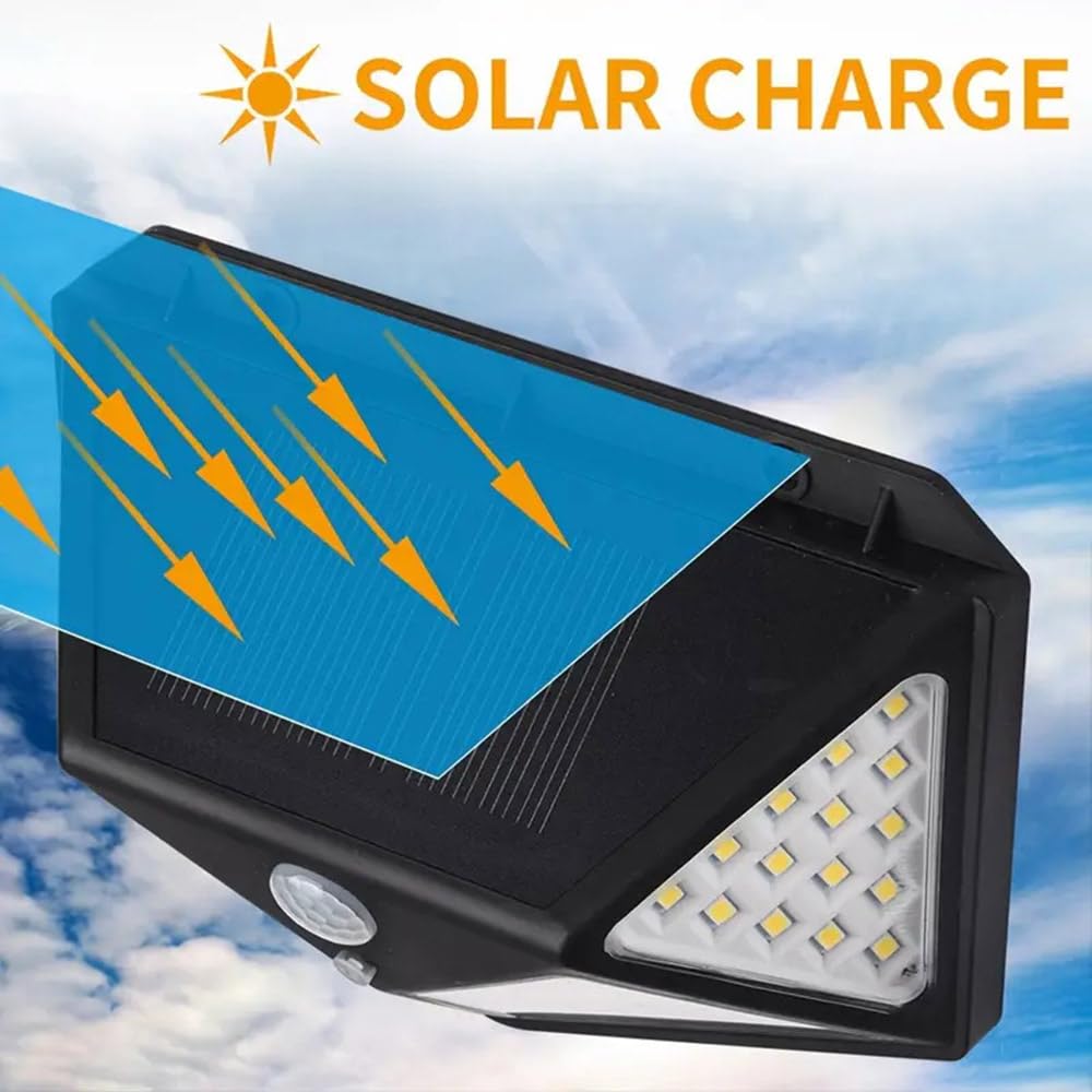 SET 8 PEZZI Lampade Luce Faretto Faro 100 LED Esterno Pannello Solare Energia Sensore Movimento Crepuscolare