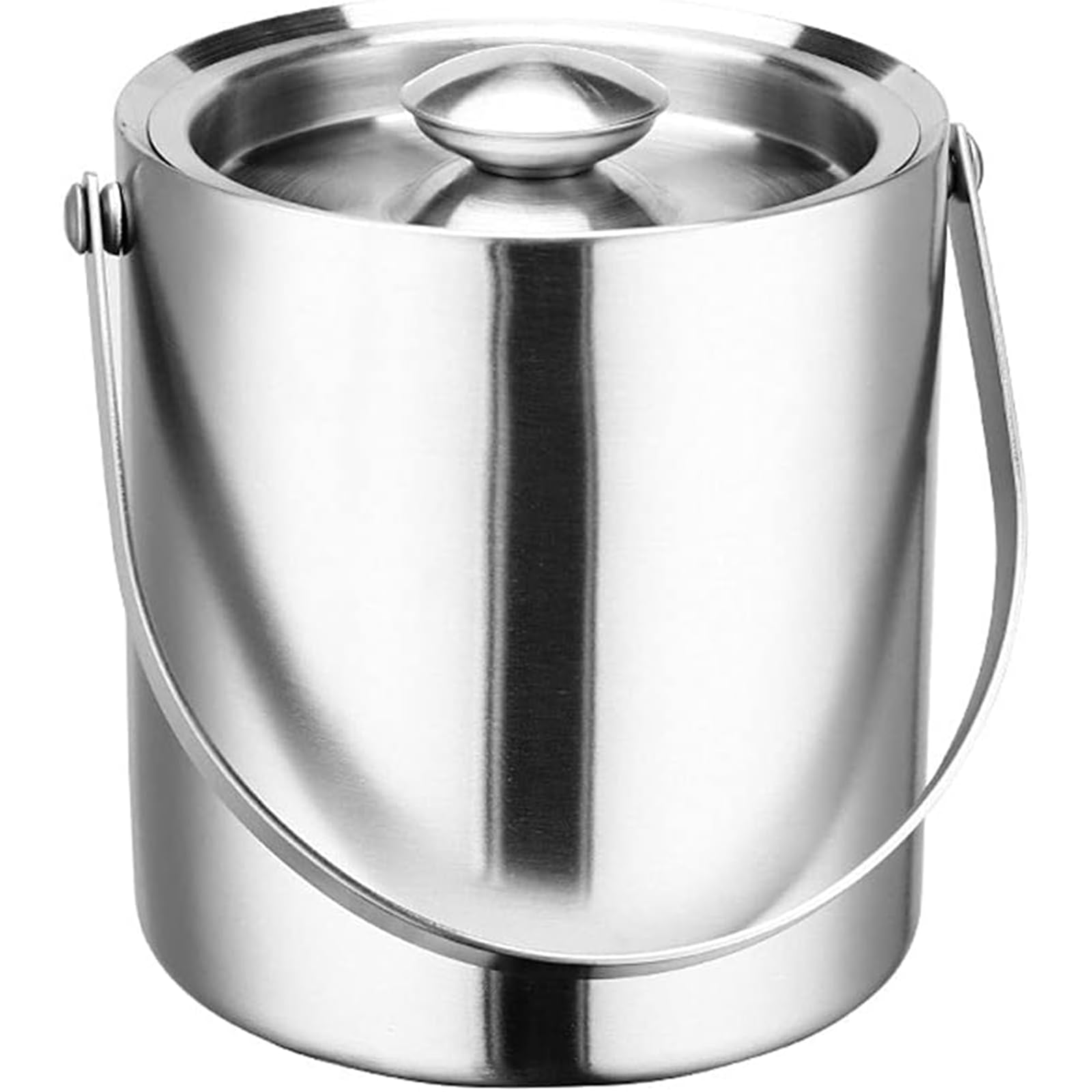 Cubitera Botella Vino Cubo de Hielo de Acero Inoxidable de Doble Capa, fácil de Transportar, con asa, para Bebidas, con Tapa, contenedor de Hielo para Vino, champán, Cerveza, Fiesta