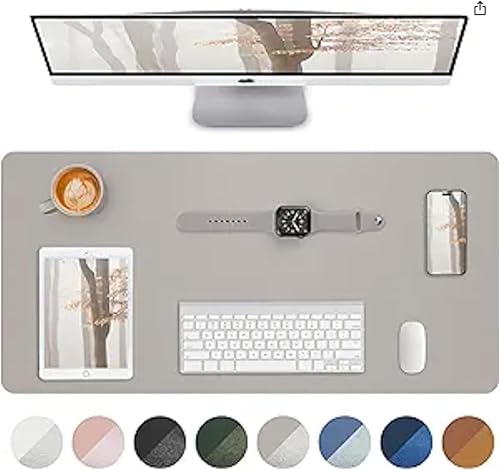 Miniatura 43 de Almohadilla grande para escritorio, alfombrilla para mouse, tapete para escritorio de oficina, protector de escritorio de piel sintética Negro