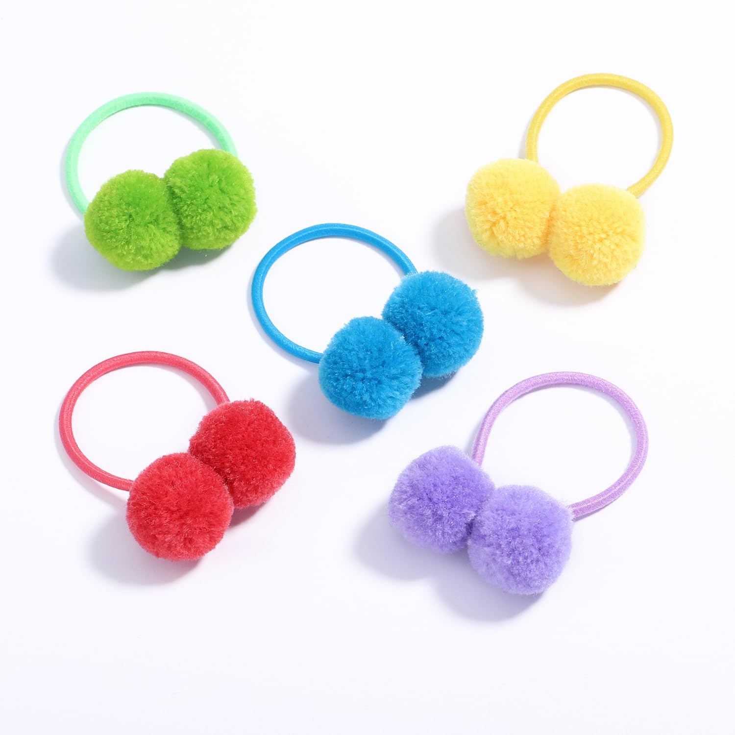 30 lazos para el pelo con pompones para bebés, elásticos suaves, accesorios para el cabello para bebés y niñas (color claro)
