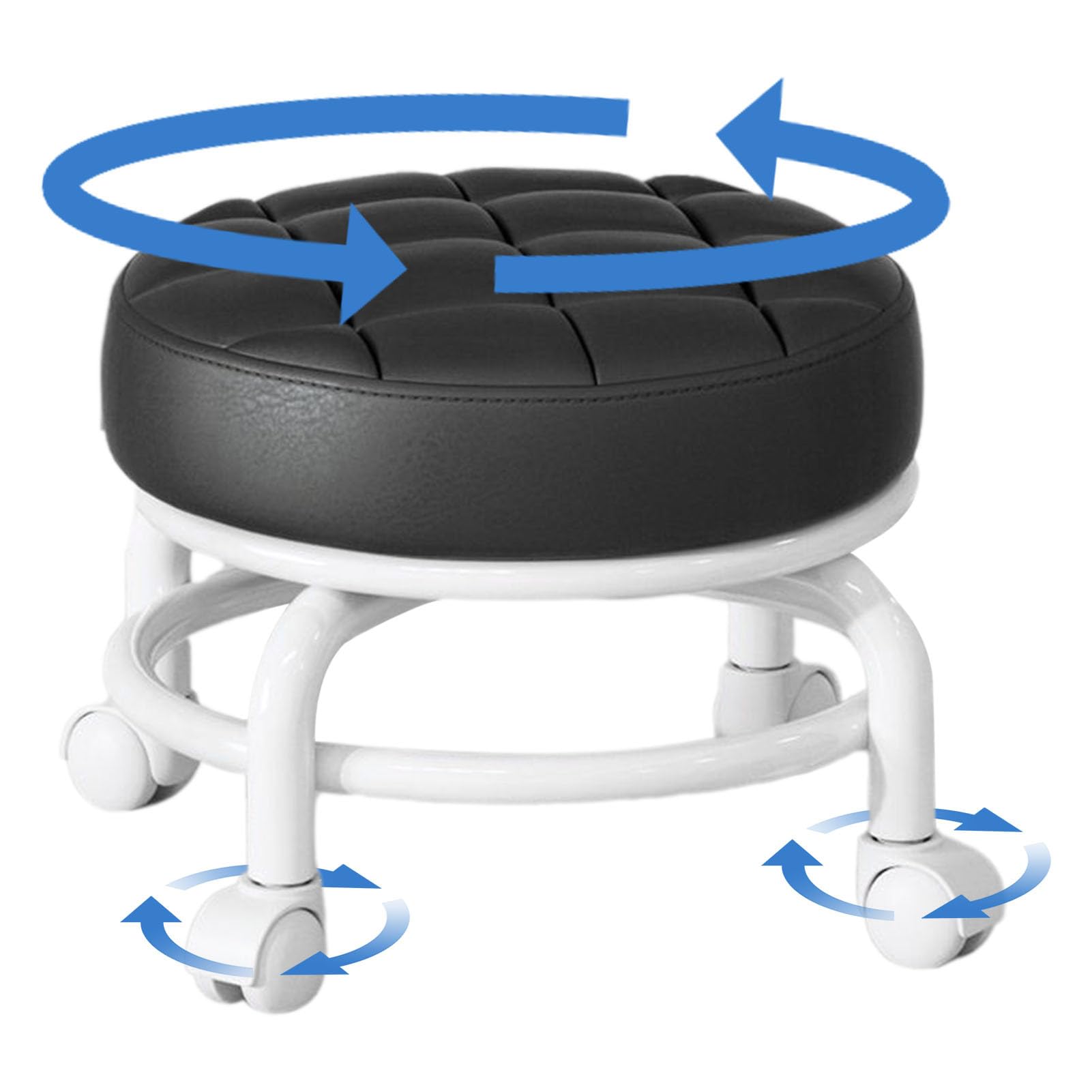Tabouret Roulant Pivotant 360° - Siège Selle Réglable - Roues Silencieuses - Design Léger