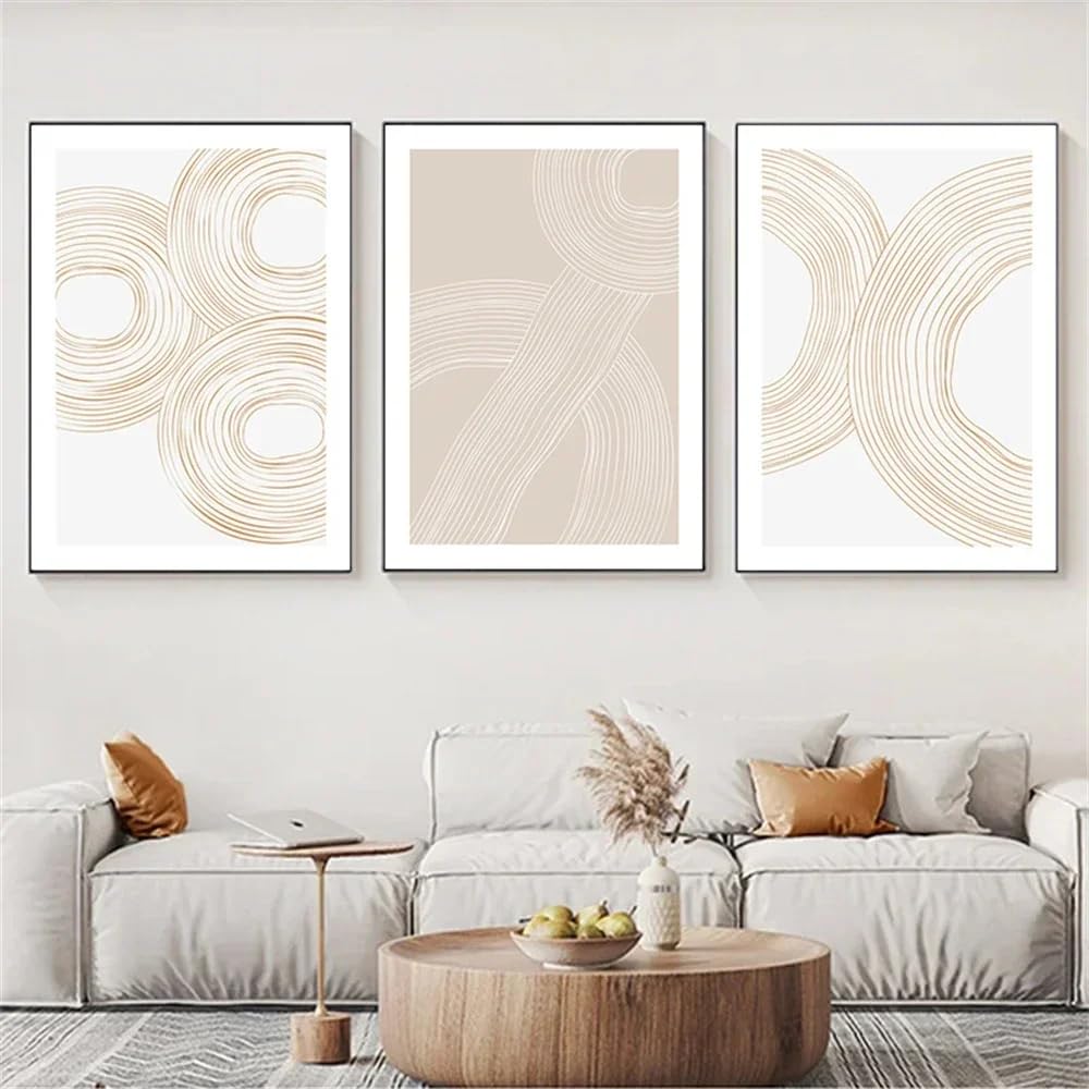 CLJKDX Abstract Beige Lines Posters Canvas Painting Minimalist Boho Wall Art Print Modern Nordic Posters Picture Living Room KitchenHome Decor-40 * 60cm*3PCS (No Frame)