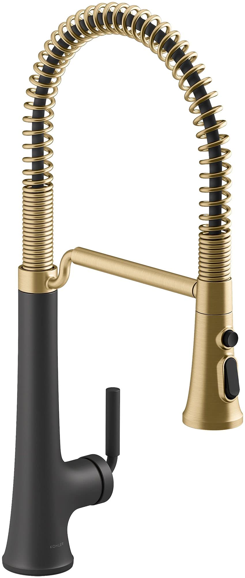 23765-BMB Tone Semi Professional Kitchen Faucet, Matte Black Moderne Brass