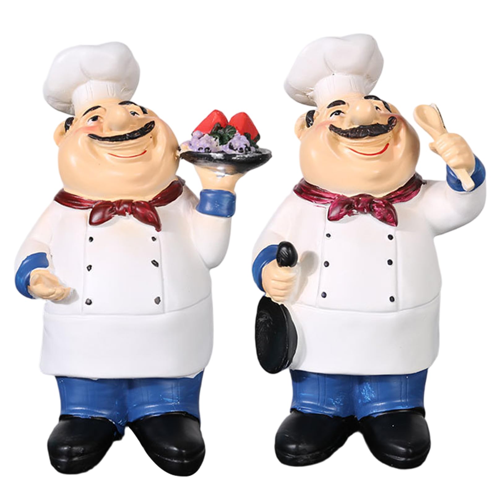 Hbbgdiy Assorted Color Fat Chef Kitchen Decor Figurines 2 Pack Handcrafted Resin Sculpture For Kitchen Dining Room Cafe Home Decoration Cute Chef Statues Countertop Display Set