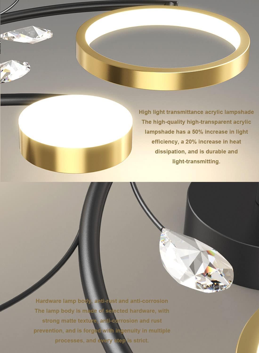 Lampa sufitowa LED w stylu nordyckim, kwiatowa lampa wisząca z połowy wieku, do sypialni, salonu i jadalni, solidna oprawa do zabudowy, 6/8/10 (8 świateł)