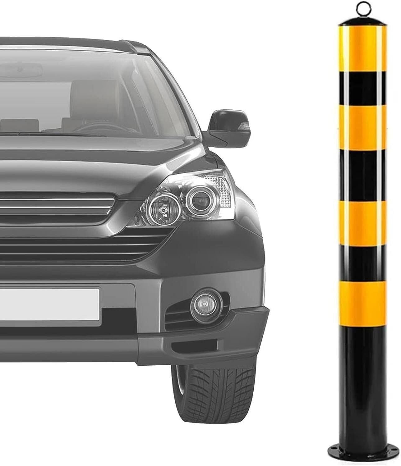 JYBNBBE Delineator Post Cone Driveway Caution Sign Parking Barrier, Parking Bollards Concrete in Reflective Tape Posts Metal Parking Barrier Private, Car Parking Bollard Posts Co,50cm