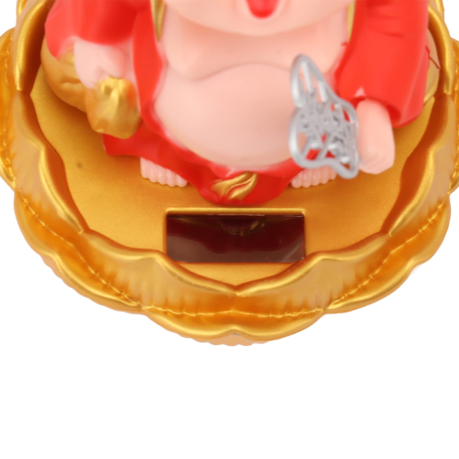 SUNGOOYUE Solar Buddha Statue Nodding Maitreya Car Ornament Solar Decor Shaking Toy Wealth Fortune Desk Window Home Hotel Cafe (Red)