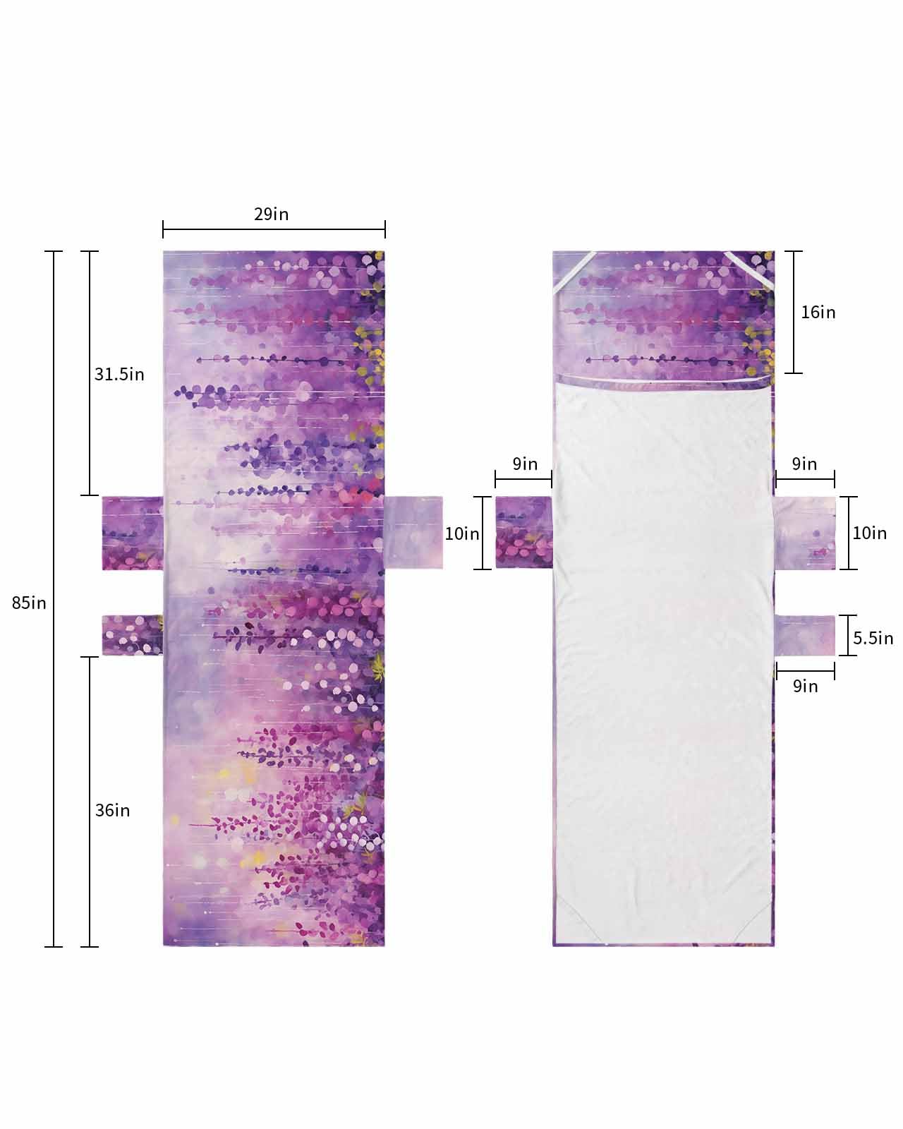 Purple Botanical Beach Lounge Chair Towel Cover, Soft Chaise Lounge Towel with Side Pockets Patio Pool Chairs Cover for Beach/Pool Sunbathing 29x85 Watercolor Spring Floral Oil Painting Elegant