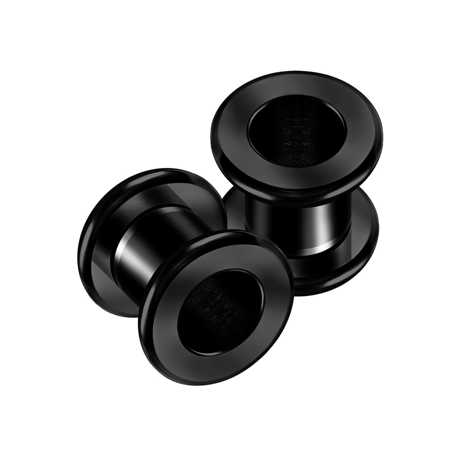 BanaVega2PCS Anodized Black Flesh Rounded Edges Stretcher Ear Tunnel Gauge Plug Earring Lobe Piercing Jewellery Choose Sizes