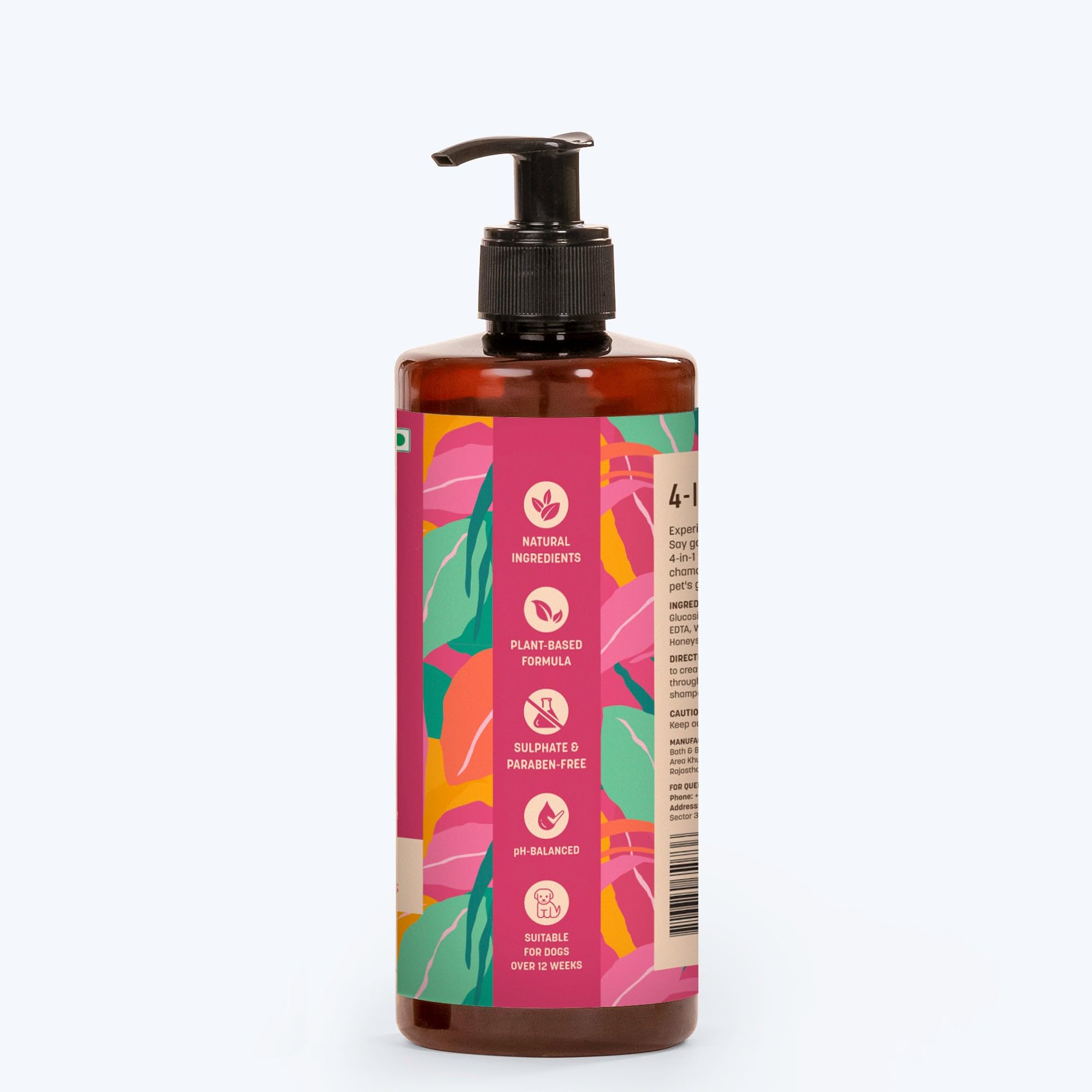 HUFT 4-in-1 Shampoo & Conditioner for Dogs (Over 12 Weeks) - Honeysuckle & Chamomile - 500ml | Pet Shampoo for Labrador, German Shepherd & Pomeranian | for All Breeds| Hydrating & Tick Care 4