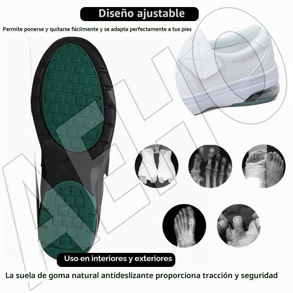 AEHO Zapatillas Cómodas Ancho Especial Cuero PU Zapatos ortopédicos Deportivos para Caminar para Mujer Zapatillas al Libre Zapatillas ortopédicas para Mujer,Negro,42/260mm