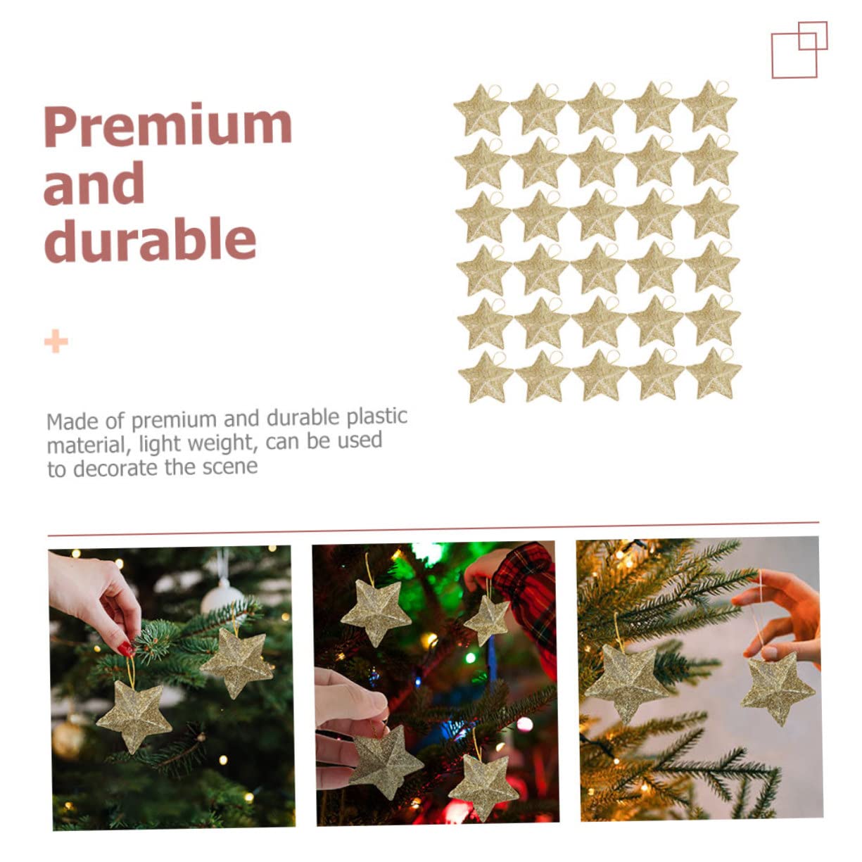 DECHOUS 150pezzi Ciondoli Natalizi Forma Di Stella Glitterata Per Decorazioni Da Appendere Accessori Festivi Per Albero Di Natale e Feste Di Natale