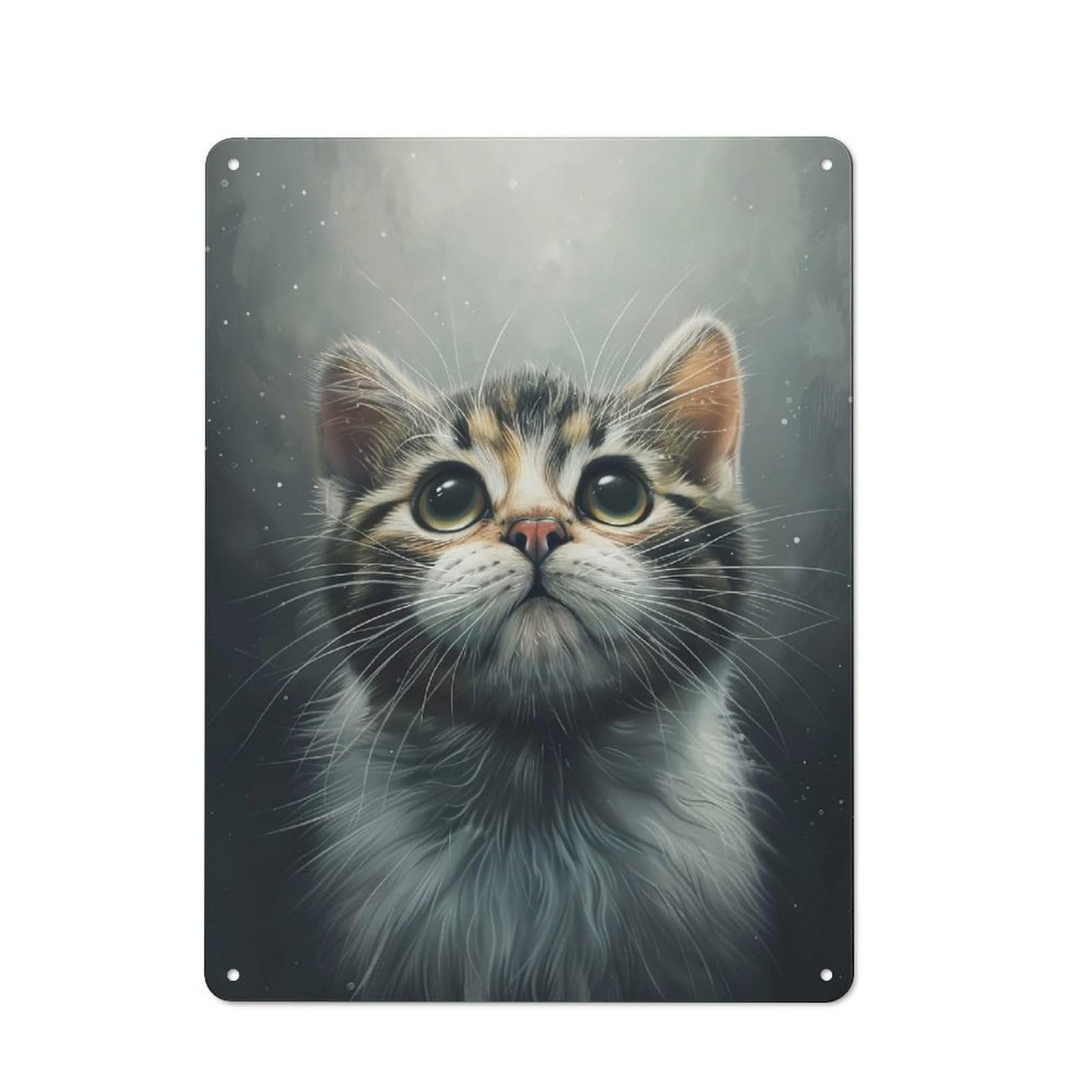 Junmoney Cute Kitten Portrait Vintage Metal Wall Sign 40X30cm For Garage Or Workshop, For Metal Sign Collectors, For Garage And Workshop Walls