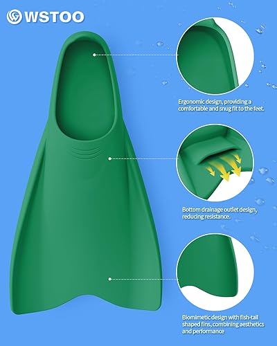 Miniatura 2 de W WSTOO Streamlined Training Short Swimming Flippers in Silicone for Kids Adults Men and Women for Swimming Snorkeling and Diving