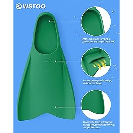 W WSTOO Streamlined Training Short Swimming Flippers in Silicone for Kids Adults Men and Women for Swimming Snorkeling and Diving