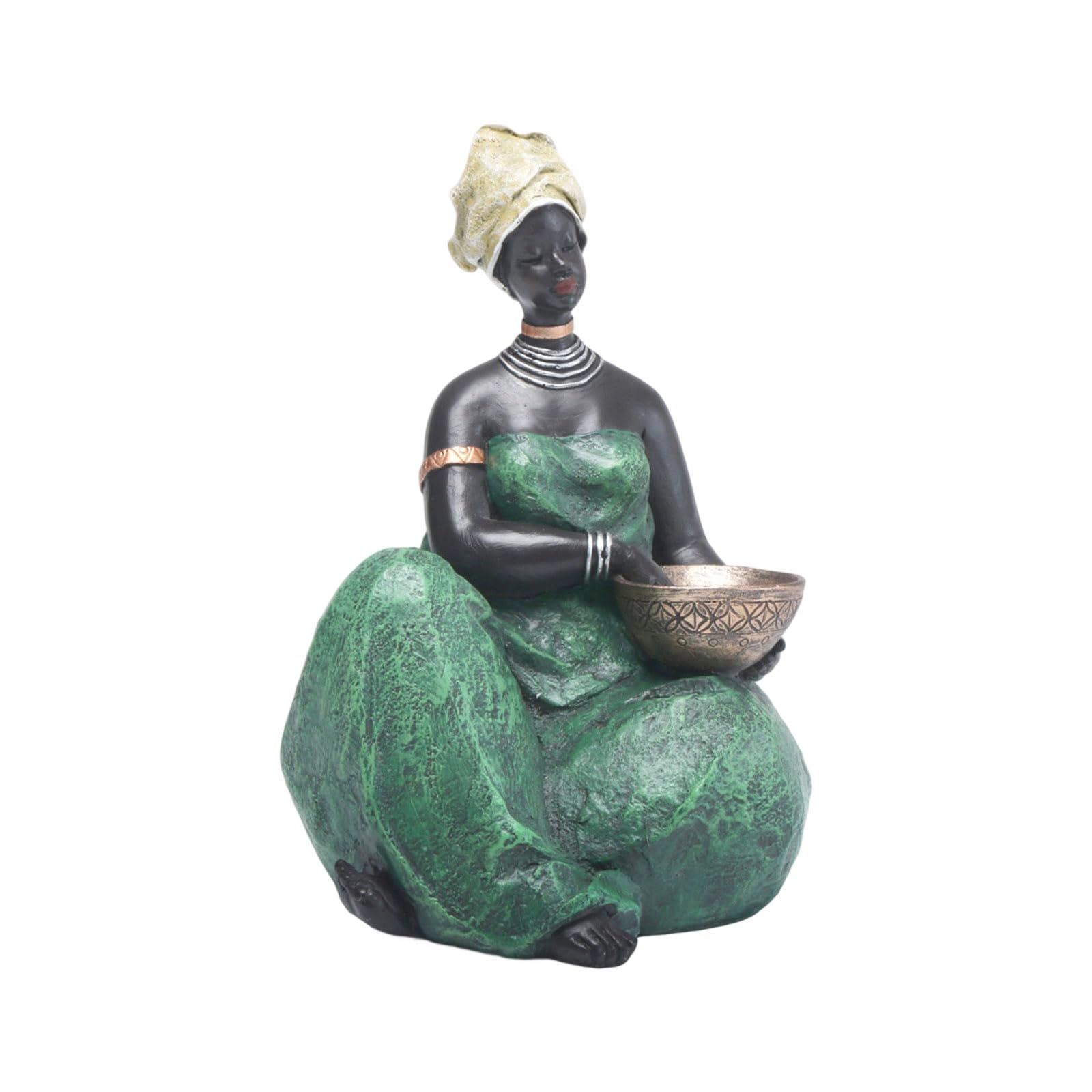 DIEKE African Women Sculptures Exotic Tribal Lady Figurines Statue Collectible Art Desktop Ornament Home Office Decors Tribal Art Figurines