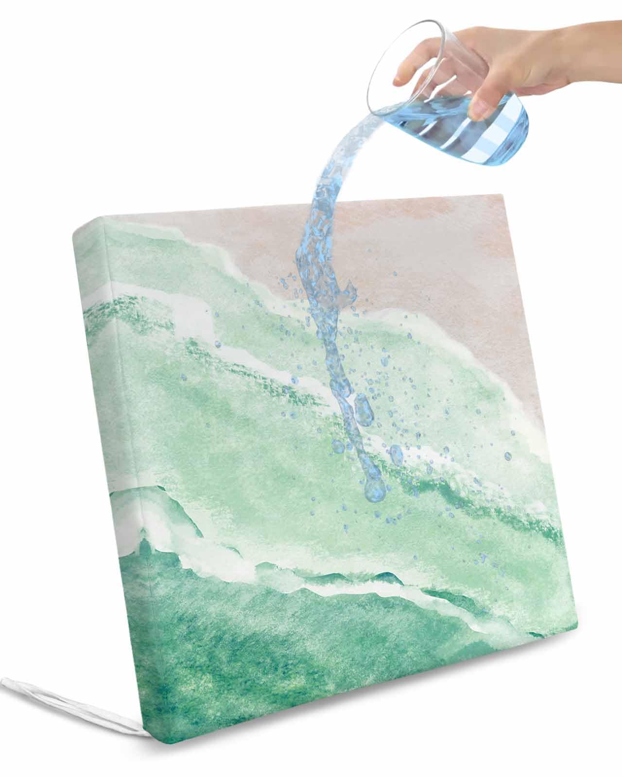 Edwiinsa Green Indoor/Outdoor Seat Cushions Cover,Waterproof Patio Chaise Lounge Cushion Cover for Beach Pool Side Chair Cushions 22x20x4 Pieces Ocean Beach Gradual Seawave Abstract Modern