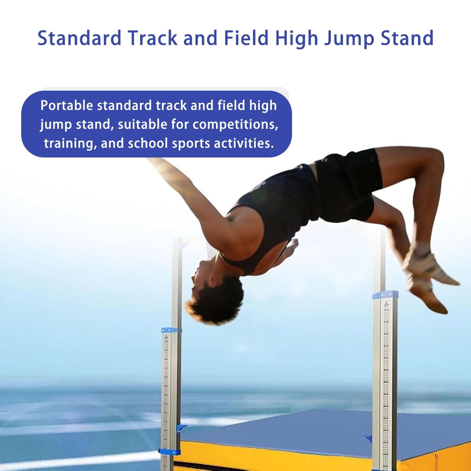 Atletica leggera Sicurezza del supporto per il salto in alto Standard | Kit di attrezzatura per il salto in alto in metallo resistente con supporto antiscivolo per l'asta