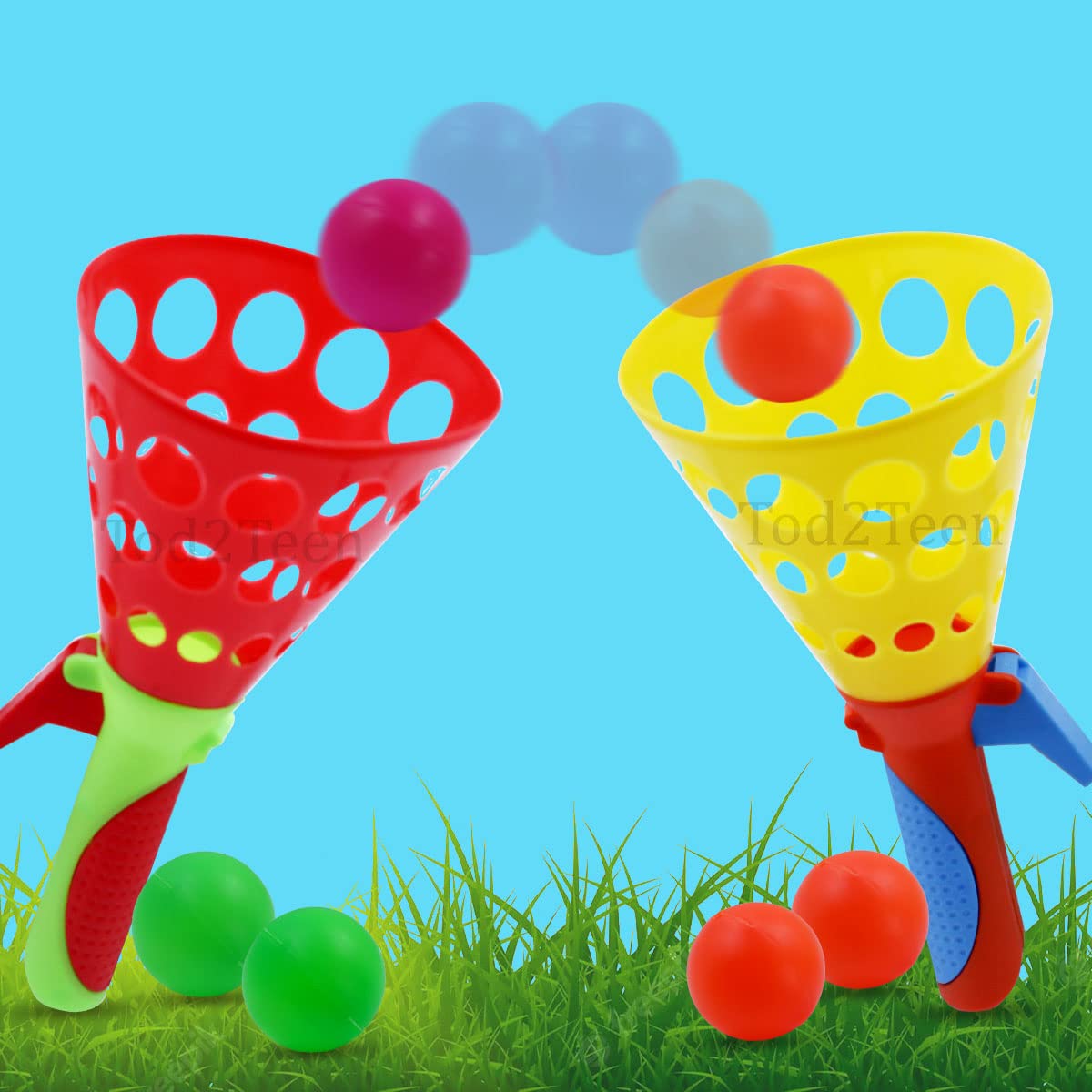 Tod2Teen Pop N Catch Ball Launcher Toy Set for Kids - Click and Catch, develops Focus and Concentration, Pop and Catch Sports Game Hand Basket Ball Set - 2 Catcher Basket and 2 Plastic Ball - Multicolor (B09VDNVZS1) Amazon Price History, Amazon Price Tracker