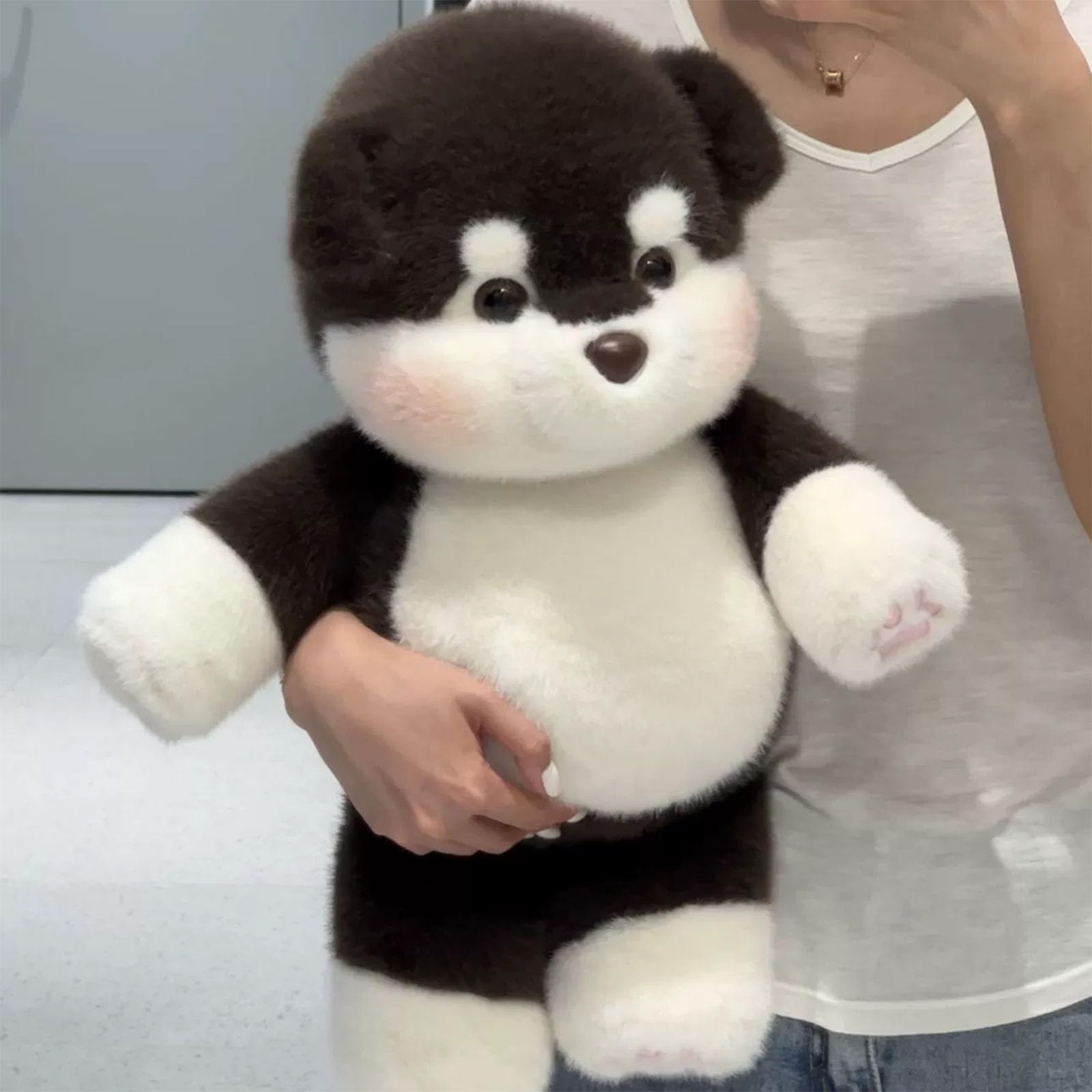 Running Plushies, 17.7 Inch Cute Running Husky Plush Toy, Interactive Moving Legs Stuffed Animal for Stress Relief, Gift for Kids and Adults (Black, 45cm)