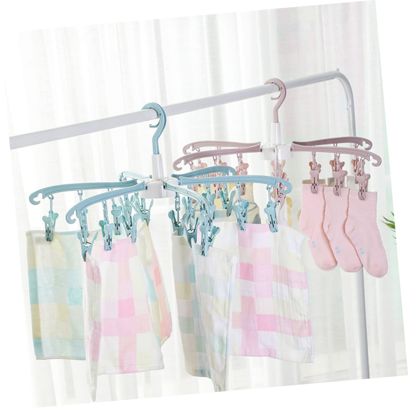 Levemolo Socks Drying Clips Towel Scarf Clip Clothes Rack Clothes Clip Underwear Drying Racks Wind- Proof Hook Windproof Clips Folding Clothes Hanger Coat Hangers Clip Hanger Pink
