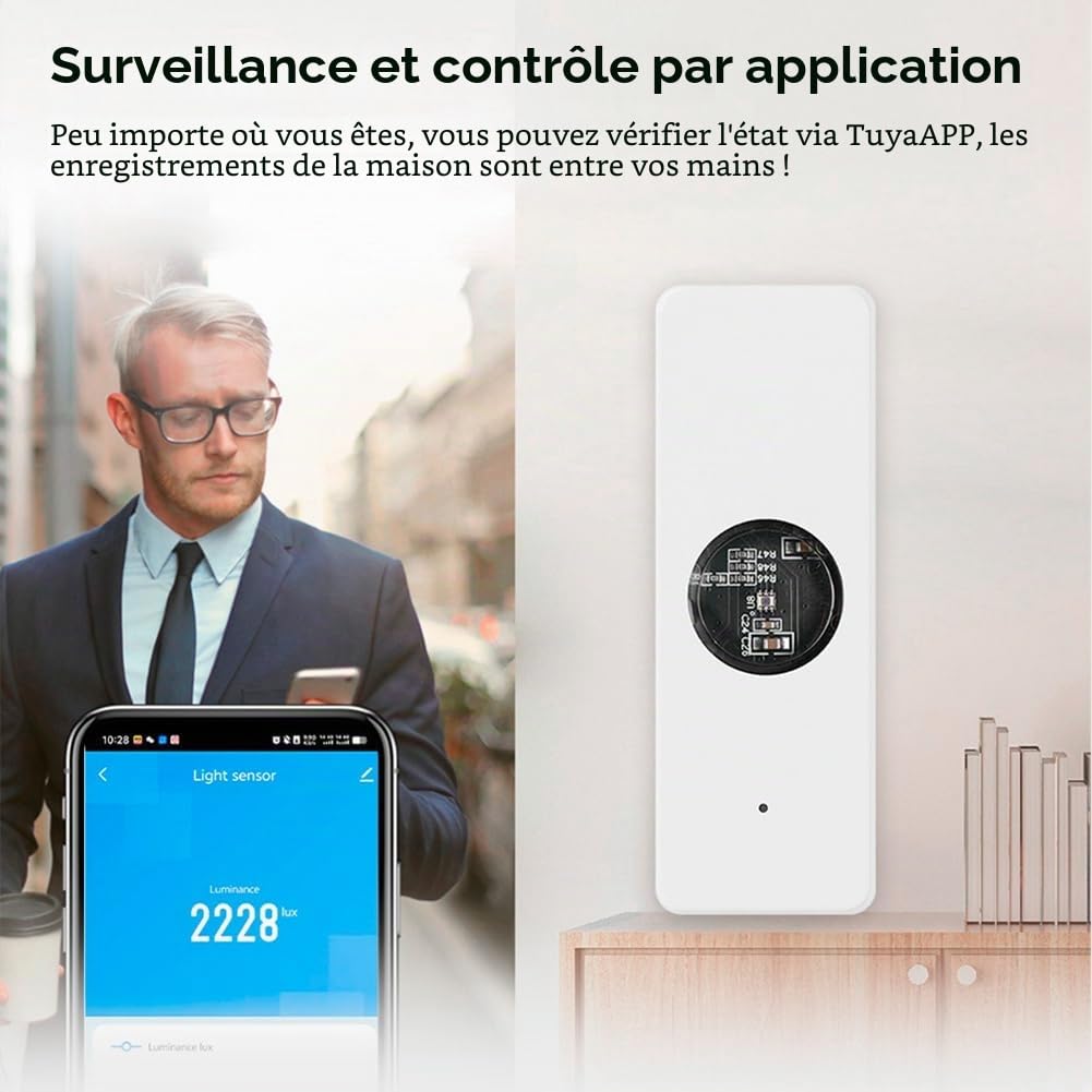 Tuya ZigBee Capteur de Lumière Capteur de Luminosité Capteur de Rayonnement Détection de Luminosité en Temps Réel Automatisation de Maison Intelligente Contrôle via Application