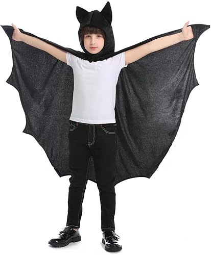 OLLULL Superhero Dress Up Cosplay Bat Cape Boys Girls Halloween Superhero Costumes Color Black