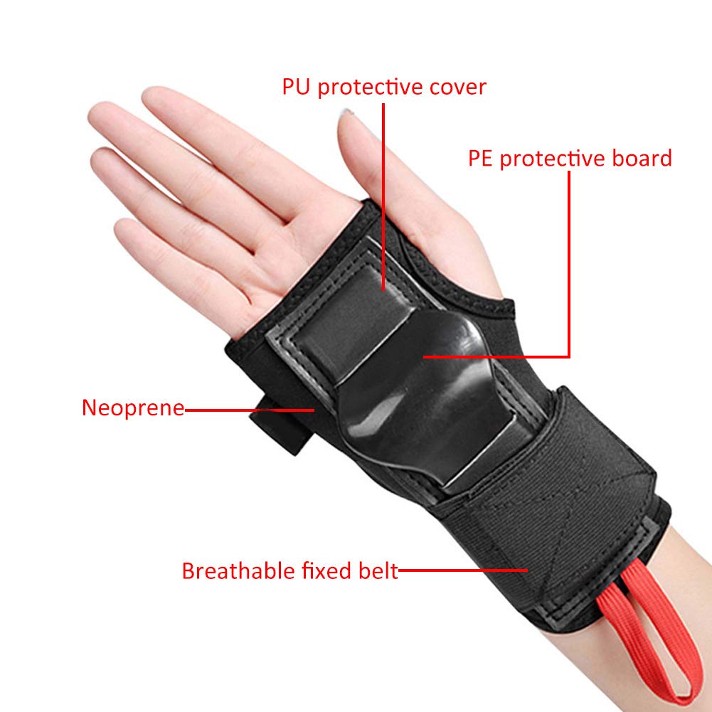 equlup Skateboard Pads Protective, Sport Wrist Guard Anti Fall Roller Skating Wrist Guard Handguard Double Sided Support Protective Gear for Outdoor Sports Skateboard (S)