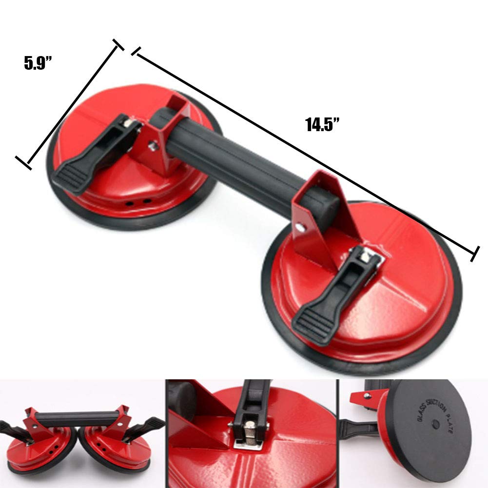 Extractor de Vidrio Con Ventosa de Aluminio,Potente Removedor de Abolladuras Con Elevador de Ventosa Doble Para Mover Vidrios Grandes Espejo de Ventana Fijación de Espacios de Granito