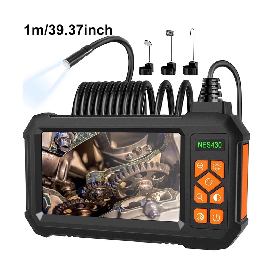 Telecamera di ispezione impermeabile IP67 periscopio HD 1080P da 4,3" con cannocchiale semirigido a 8 LED(2m)