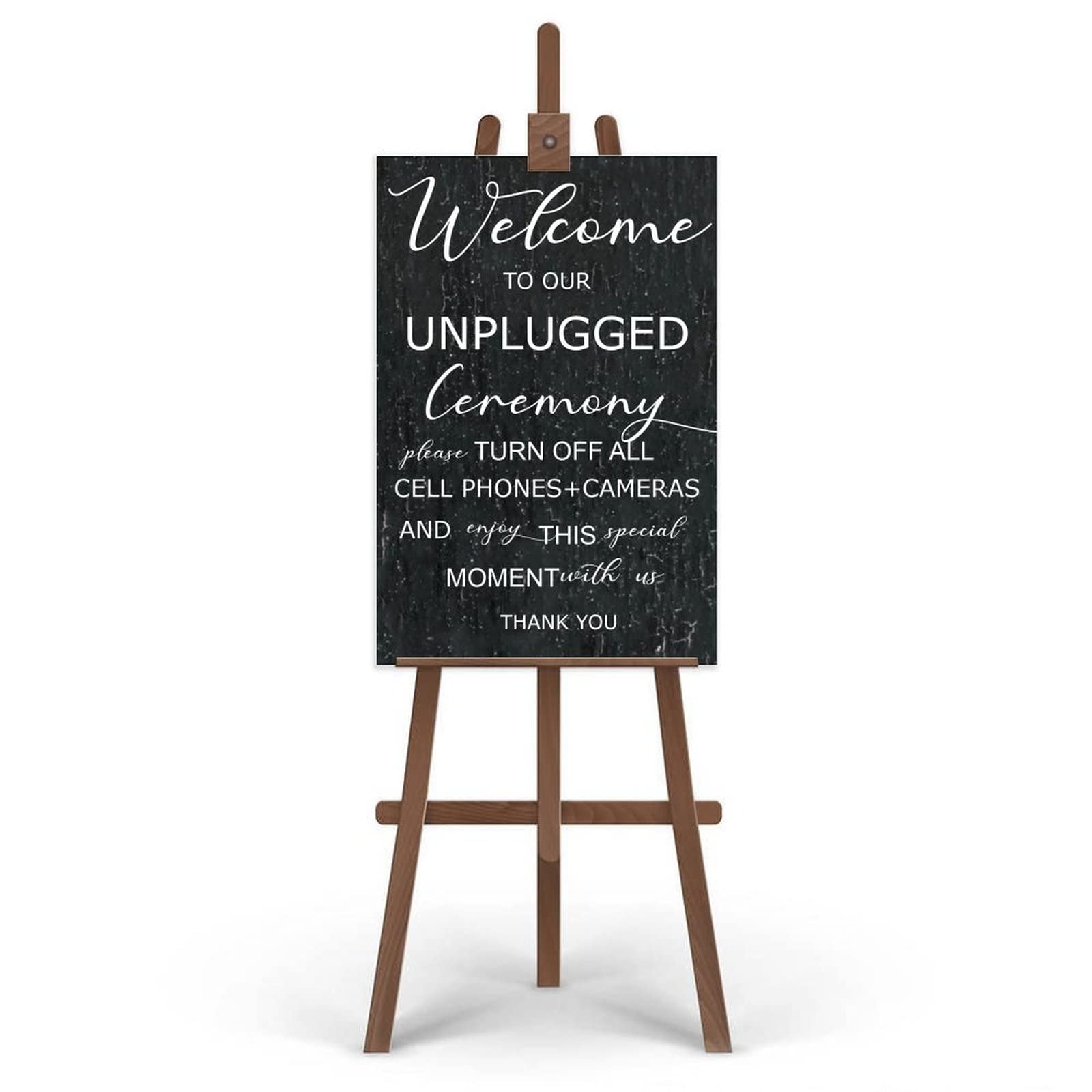 Unplugged Hochzeitsschild – Zeremonieschild – vertikales Hochzeitsschild aus Holz – rustikale Hochzeitsdekoration 76,2 x 50,8 cm