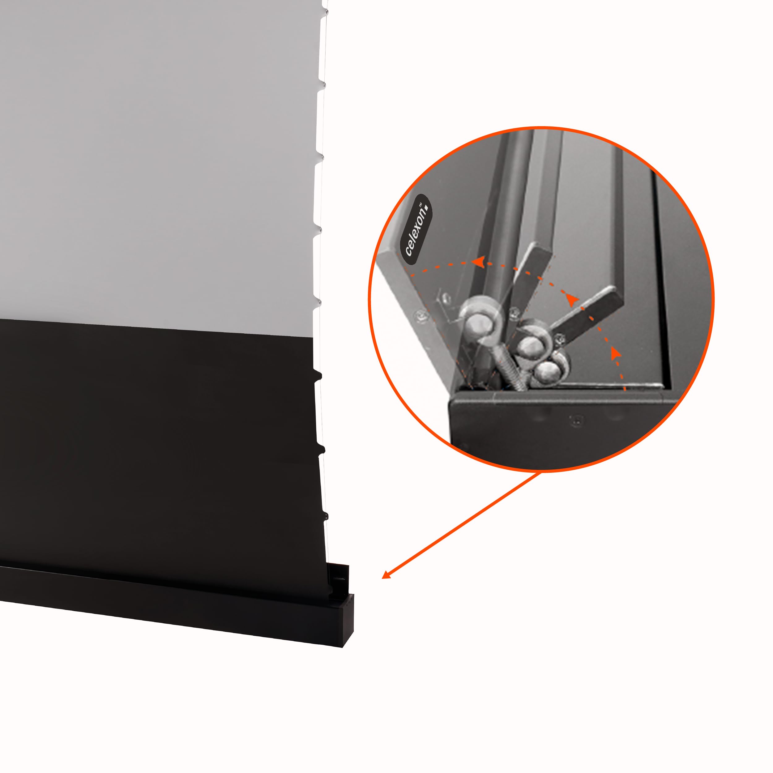 celexon HomeCinema Plus CLR UST-Bodenscheren-Aufroll-Motor-Hochkontrast-Möbeleinbau-Leinwand schwarz 80" | 177,1x99,6cm 16:9 | elektrische 8K,Full-HD ProjektionsLeinwand | für Ultrakurzdistanz-Beamer!