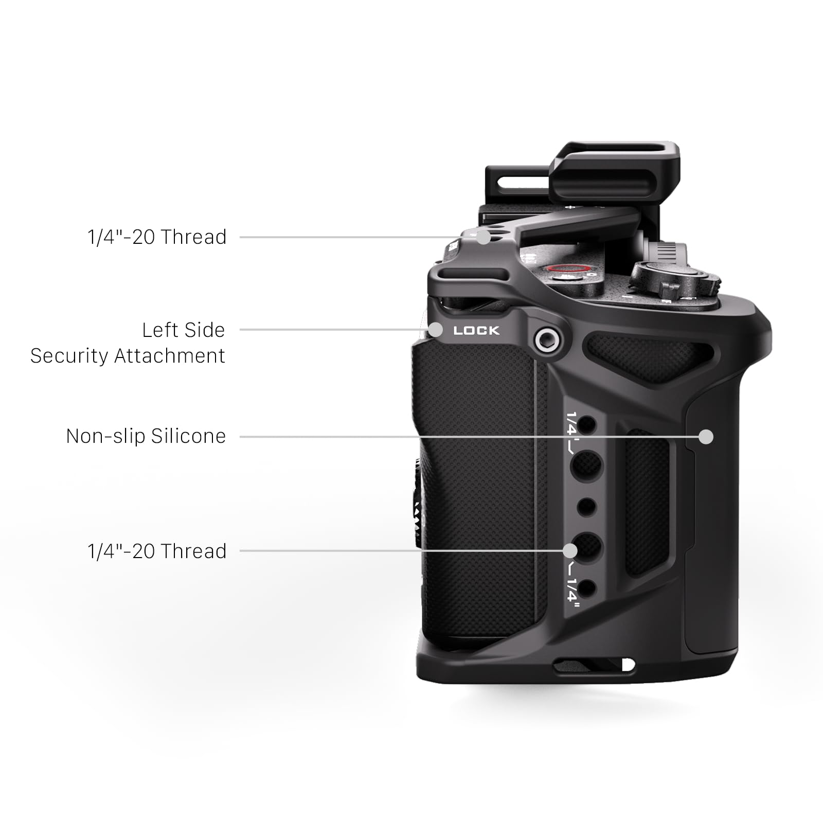 Tilta ZV-E10 II Cage complète pour appareil photo compatible avec ZV E10 II avec support griffe froide, 6,35 mm - 20, 3/8"-16 filetages - Noir TA-T69-FCC-B