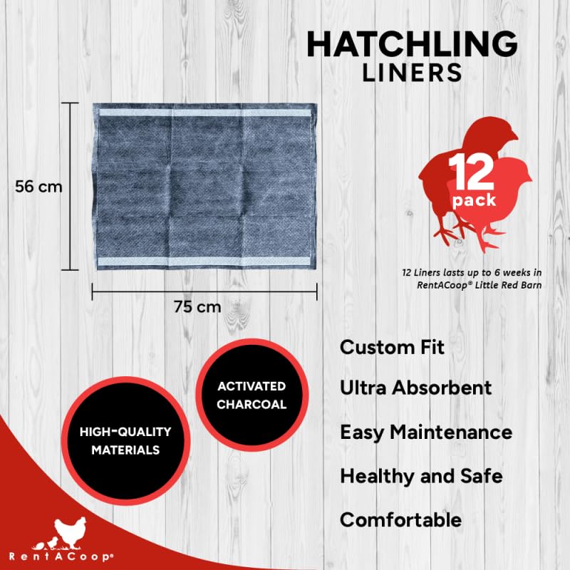 Image of RentACoop Hatchling Liners for Little Red Barn Pack of 12 - Odor-Control Chick Brooder Pads - Absorbent, Leakproof Bedding for Baby Chicks, Ducklings, and More