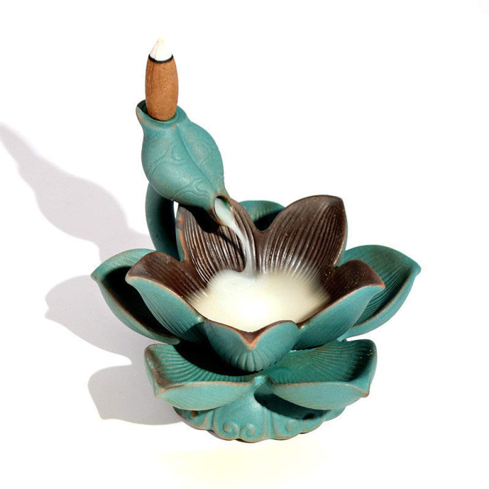 Fontaine encensoir de fumée zen pour méditation et yoga avec lotus LED