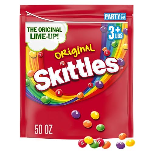 SKITTLES Original Chewy Candy, Party Size, For Candy Bags and Parties, 50 oz Resealable Bulk Bag - Original