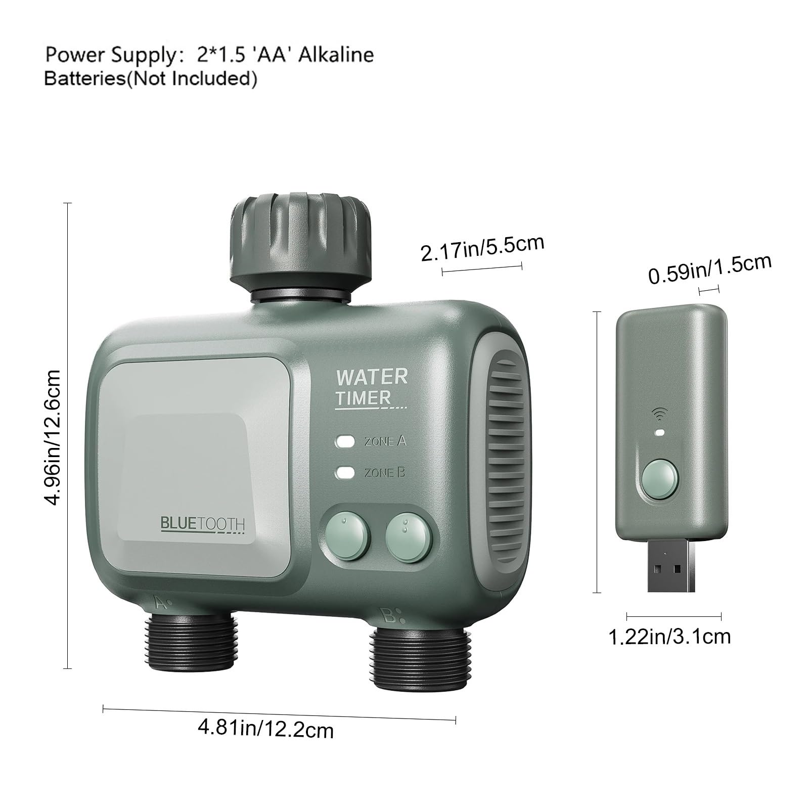 Timer for irrigazione WiFi a 2 zone, programma di ciclo indipendente intelligente, irrigatore for giardino, prato, serra, telecomando mobile(POP3-HCT-626BS)