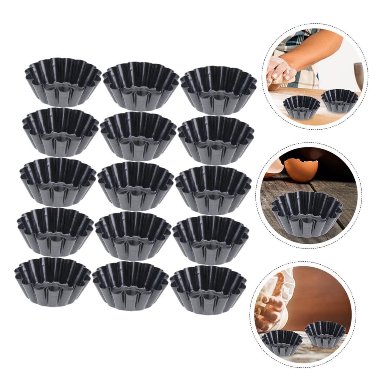 Toyvian 15 pièces Moule à Tartelettes Acier Carboné Moules Antiadhésifs pour Muffins et Puddings Résistants et Faciles à pour Cuisine Maison et Professionnelle